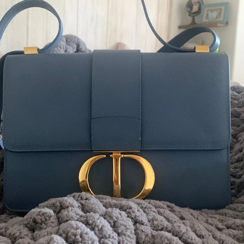 Blue - Christian Dior Grained Calfskin 30 Montaigne Flap Bag - Picture 1 of 7